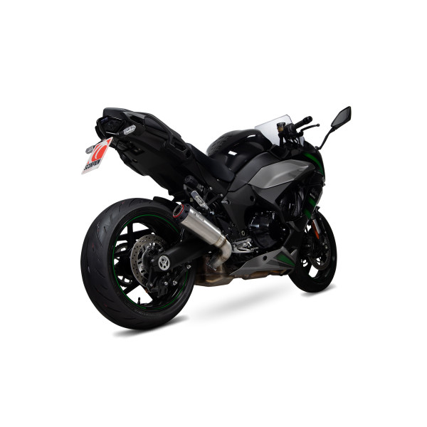 Scorpion Exhaust Kawasaki Ninja 1000 SX 2020 - 2023 Red Power Slip-on Brushed Stainless Steel Sleeve. Fits with panniers